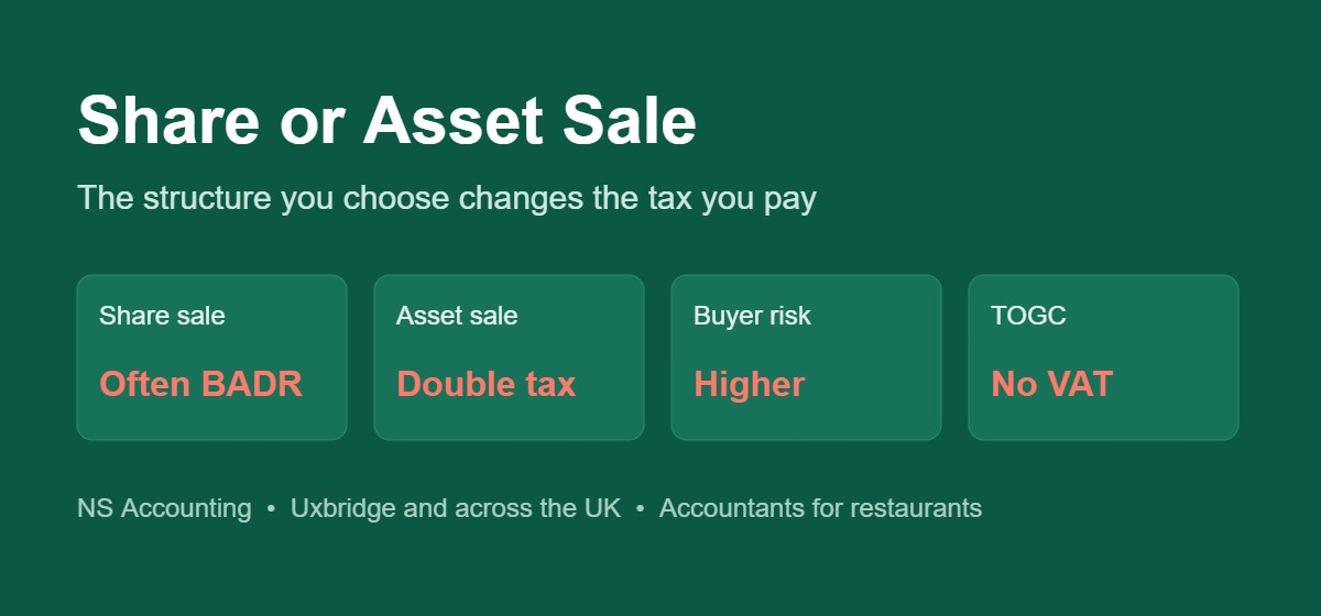 Share sale or asset sale when selling a restaurant