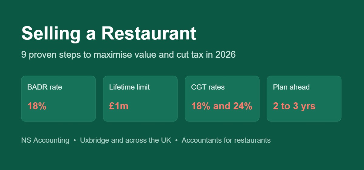 Selling a restaurant in the UK, valuation and tax advice from NS Accounting