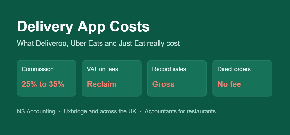 Delivery app costs for takeaways reviewed by takeaway accountants
